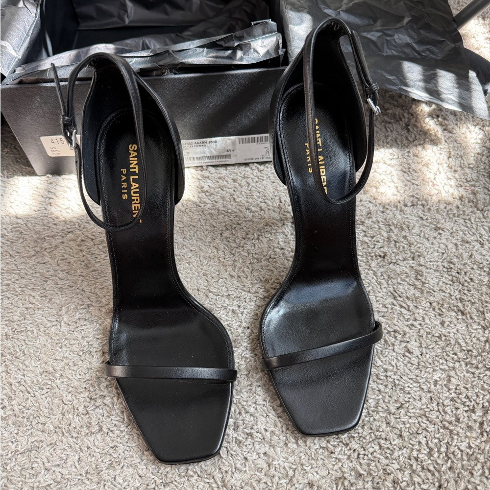YSL Opyum Black Strappy Heels